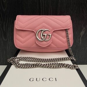 Pink Gucci Marmont 2.0 Supermini Handbag